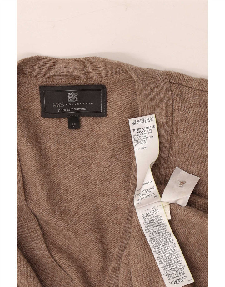 Maglione cardigan da uomo Marks & Spencer in lana marrone medio