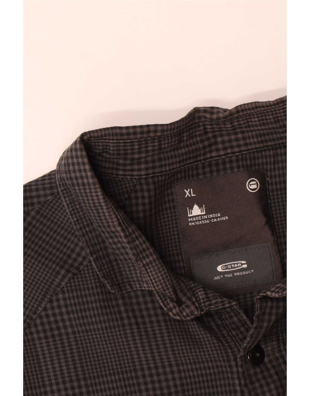 Camicia grafica da uomo G-Star XL in cotone a quadretti grigio