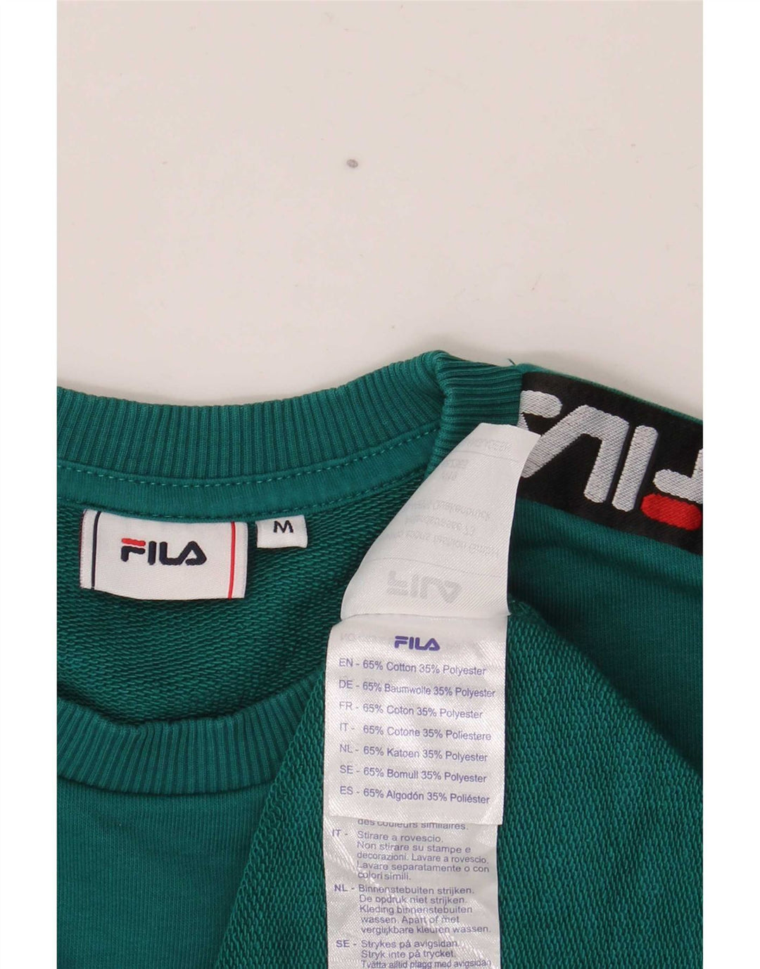 Fila Felpa grafica da uomo in cotone color block verde medio