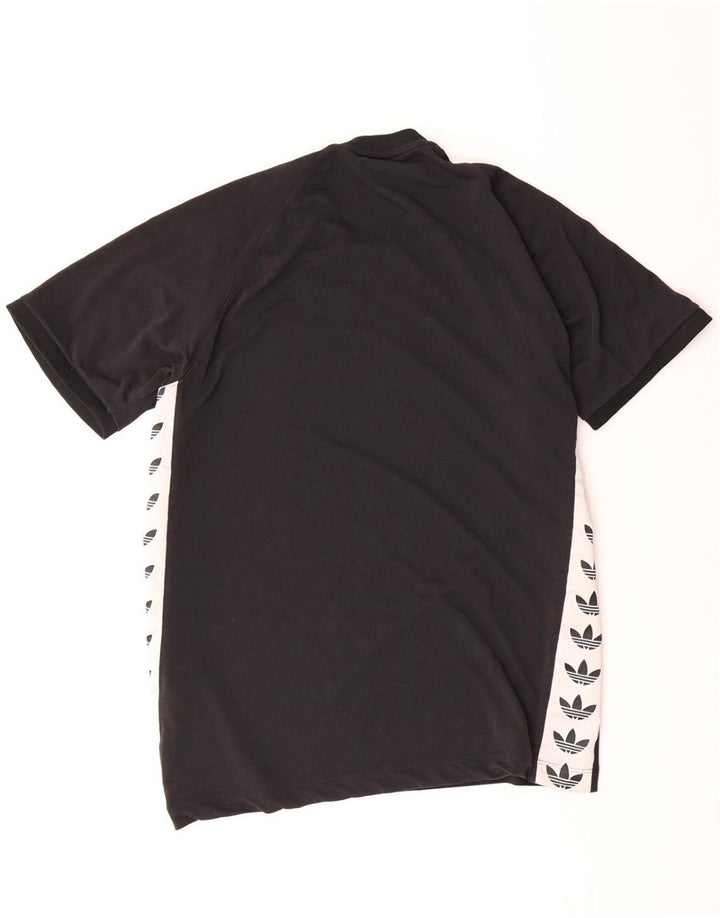 ADIDAS Mens Graphic T-Shirt Top Medium Black Colourblock Polyester Vintage Adidas and Second-Hand Adidas from Messina Hembry 