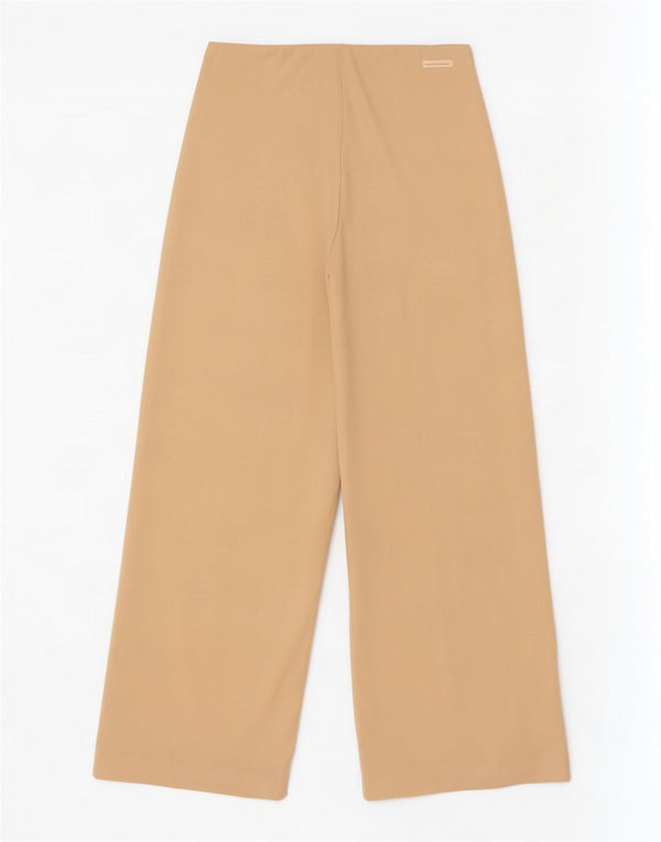 Pantaloni casual a gamba larga da donna Benetton piccoli W26 L30 poliestere beige