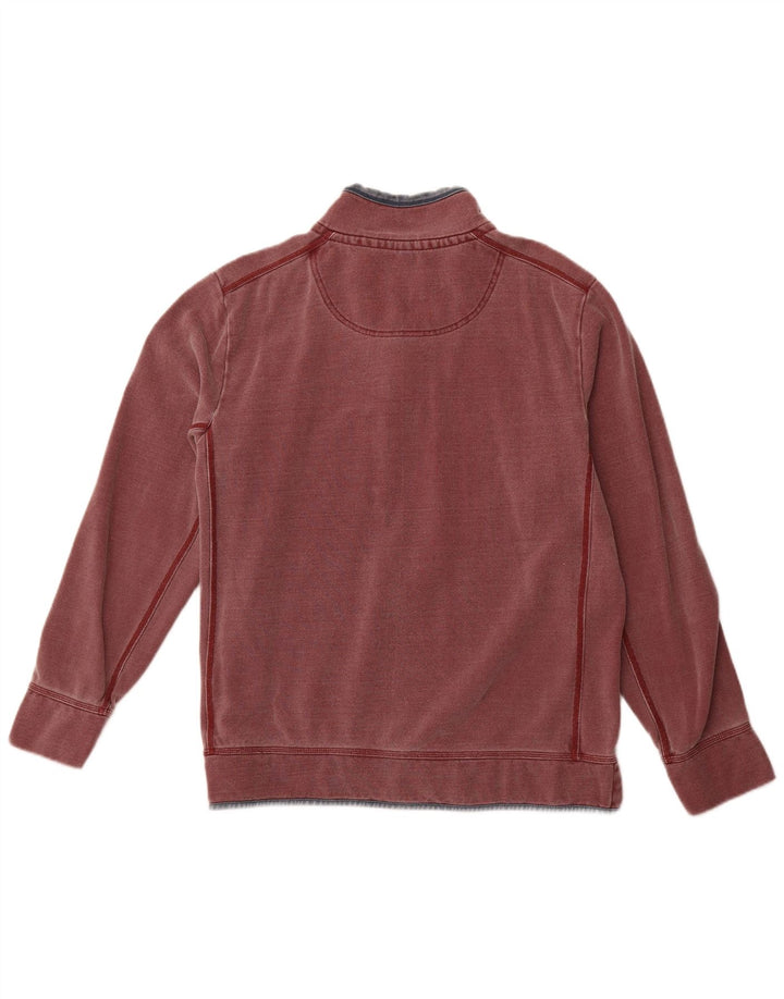 FAT FACE Felpa da uomo con zip sul collo Maglione grande in cotone bordeaux