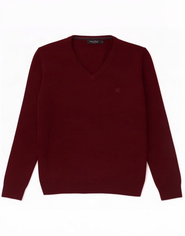 Maglione da uomo con scollo a V James Pringle in lana vergine bordeaux media