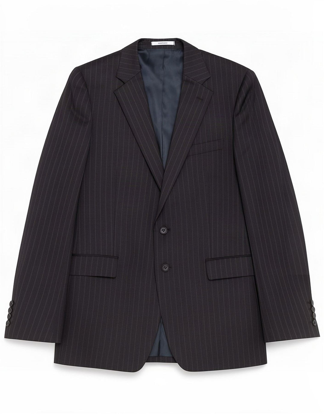Jaeger Mens 2 Button Blazer Jacket UK 40 Large Navy Blue Striped Wool