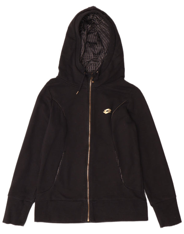 Lotto Womens Zip Hoodie Sweater UK 14 Large Black