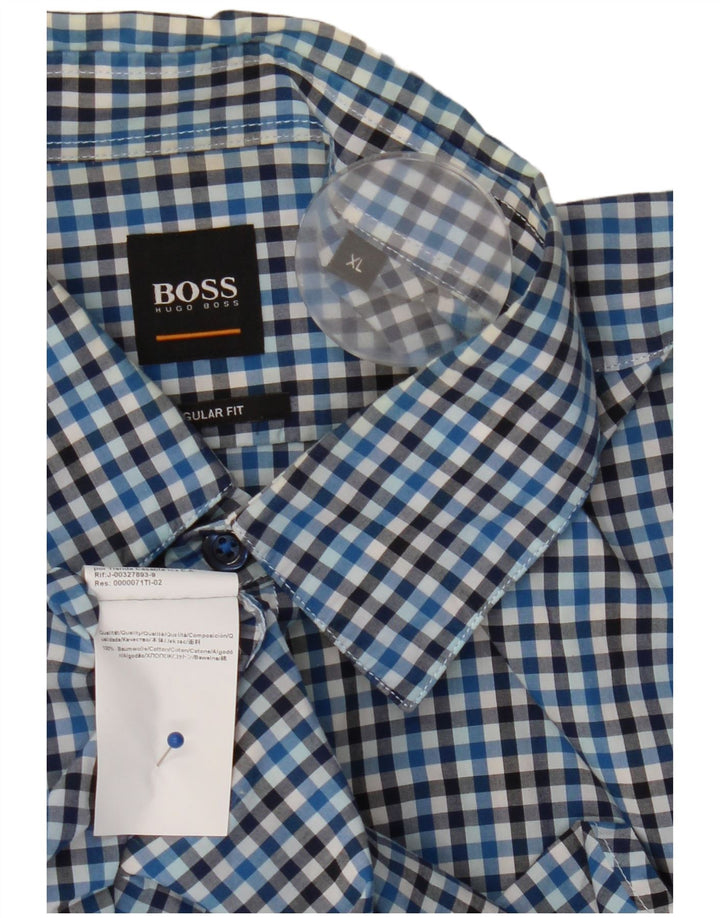 Camicia Hugo Boss da uomo vestibilità regolare XL cotone a quadretti blu