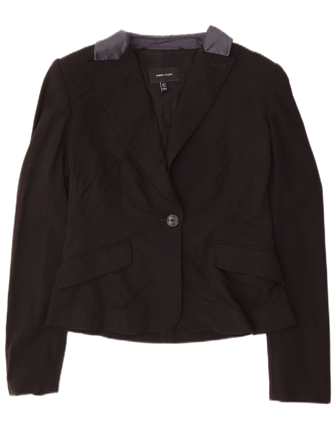 Giacca blazer da donna a 1 bottone Karen Millen UK 10 piccola in lana nera