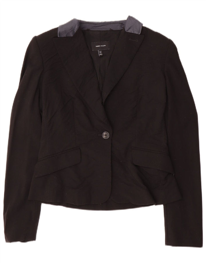 Giacca blazer da donna a 1 bottone Karen Millen UK 10 piccola in lana nera
