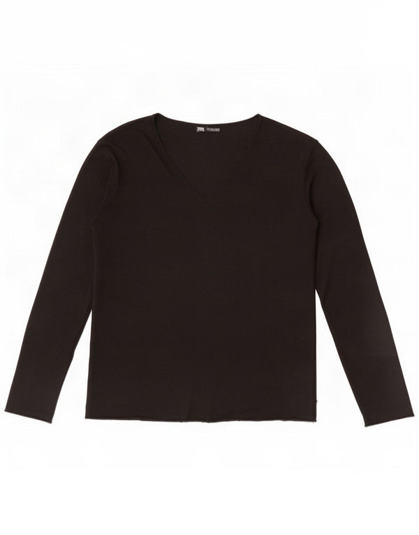 Zara Womens Top Long Sleeve UK 14 Large Black