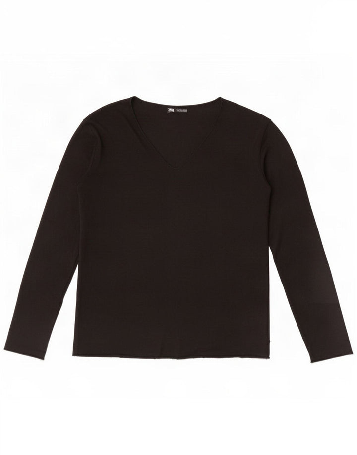 Top Zara da donna a maniche lunghe UK 14 grande nero