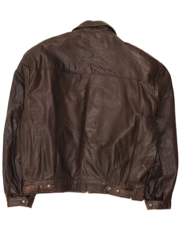 Giacca in pelle vintage da uomo UK 40 grande marrone