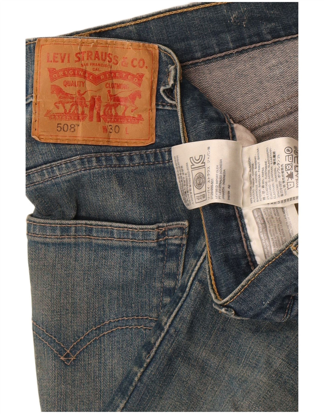 Pantaloncini di jeans Levi's 508 da uomo W30 in cotone blu medio