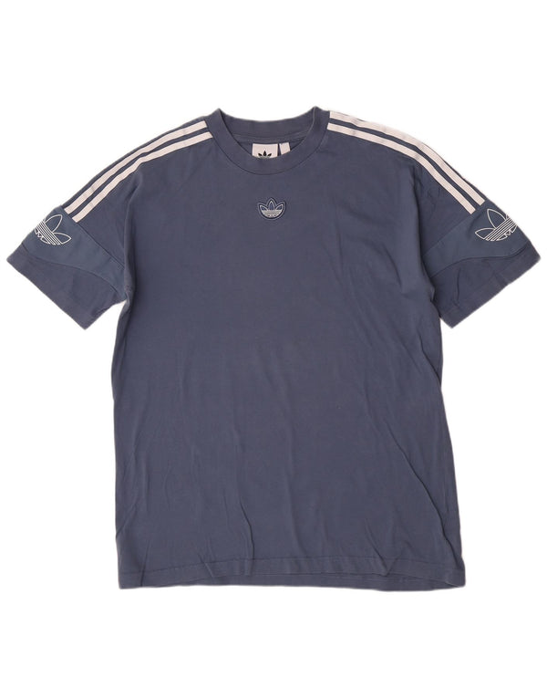 T-shirt grafica regolare da uomo a maniche corte Adidas Top in cotone blu medio