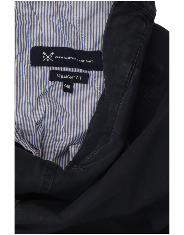 CREW CLOTHING Pantaloni chino dritti da uomo W34 L32 Blu Navy