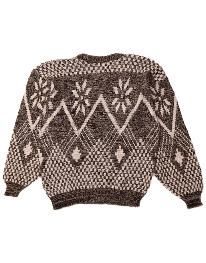 Maglione da uomo con scollo a V VINTAGE grande grigio Fair Isle