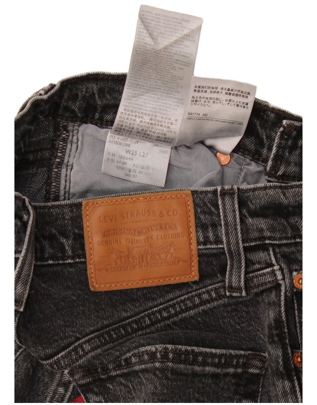 Jeans dritti effetto vissuto Levi's Ribcage da donna W25 L21 cotone nero