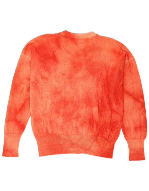Maglione maglione girocollo da donna vintage UK 14 Tie Dye rosa medio