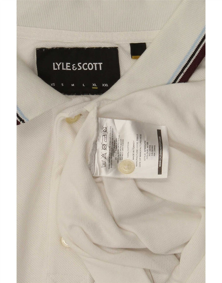Polo da uomo Lyle & Scott XL in cotone a righe bianche