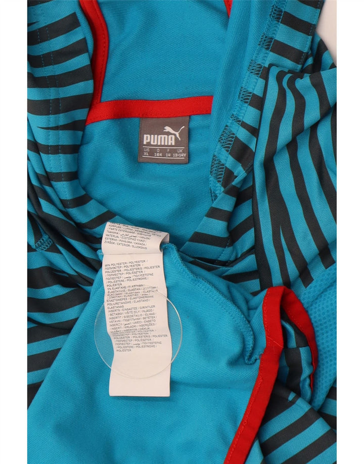 Felpa con cappuccio PUMA da bambino 13-14 anni in poliestere a righe blu