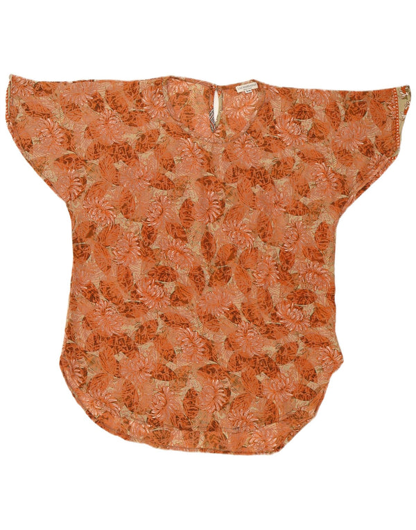 Camicetta oversize da donna LAS MAREADAS Top UK 10 Seta floreale arancione piccola