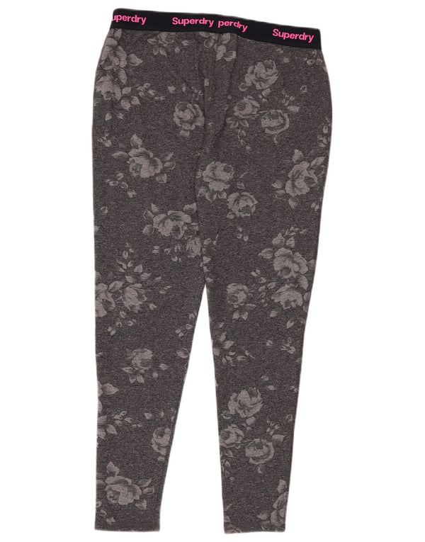 Superdry Womens Graphic Leggings XL W34 L28 Grey Floral Cotton