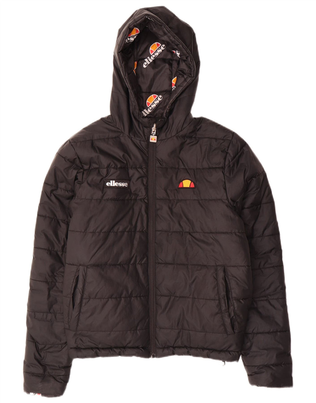 Giacca imbottita reversibile con cappuccio oversize da donna Ellesse UK 8 piccola nera