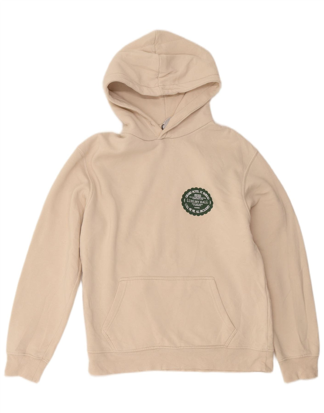Maglione con cappuccio grafico da uomo Zara in cotone beige medio