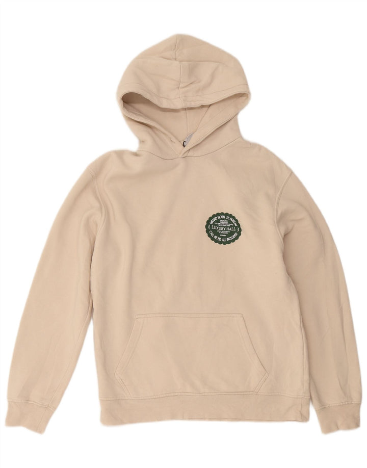 Maglione con cappuccio grafico da uomo Zara in cotone beige medio