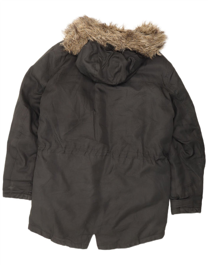 JACK & JONES Giacca parka con cappuccio da uomo UK 40 grande nera