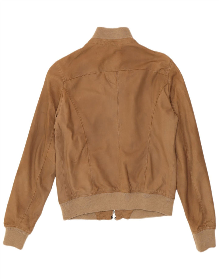 Bomber vintage da donna in pelle scamosciata IT 42 in pelle marrone medio