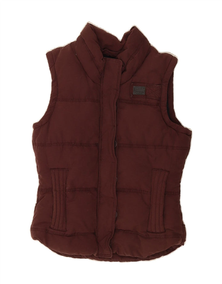 SUPERDRY Womens Padded Gilet UK 14 Medium Brown Cotton Vintage Superdry and Second-Hand Superdry from Messina Hembry 
