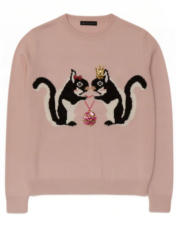 Maglione maglione girocollo da donna Marks & Spencer UK 14 Rosa medio