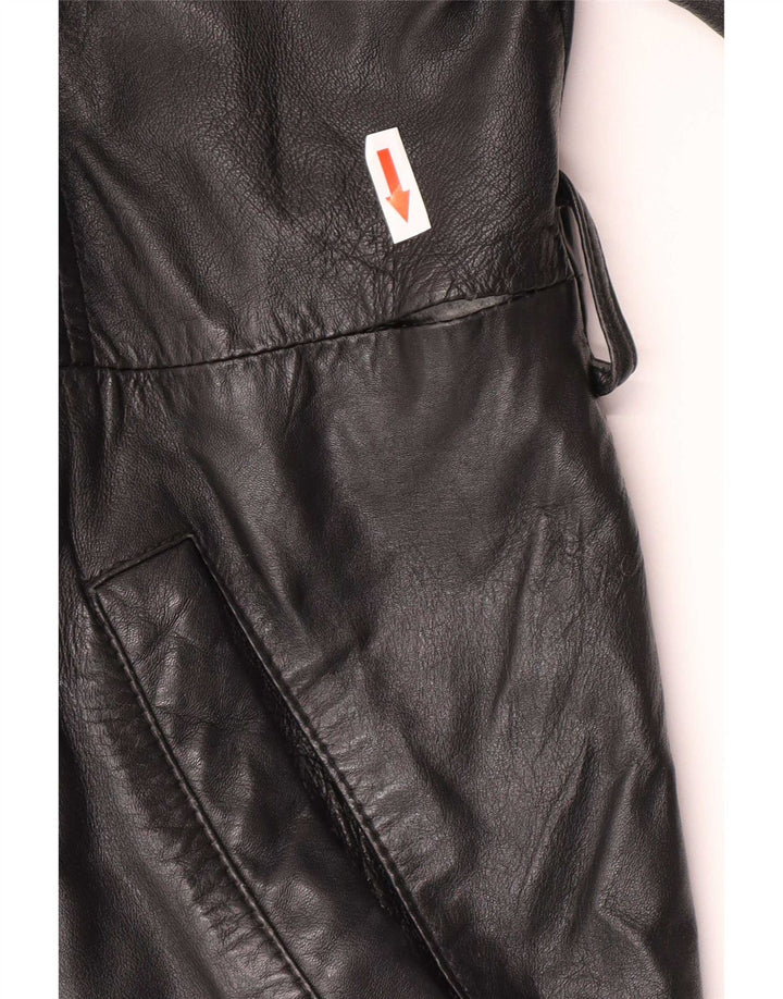 Giacca in pelle oversize da donna vintage UK 10 piccola nera