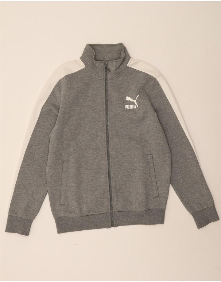 Giacca da tuta da uomo Puma Large in cotone color block grigio