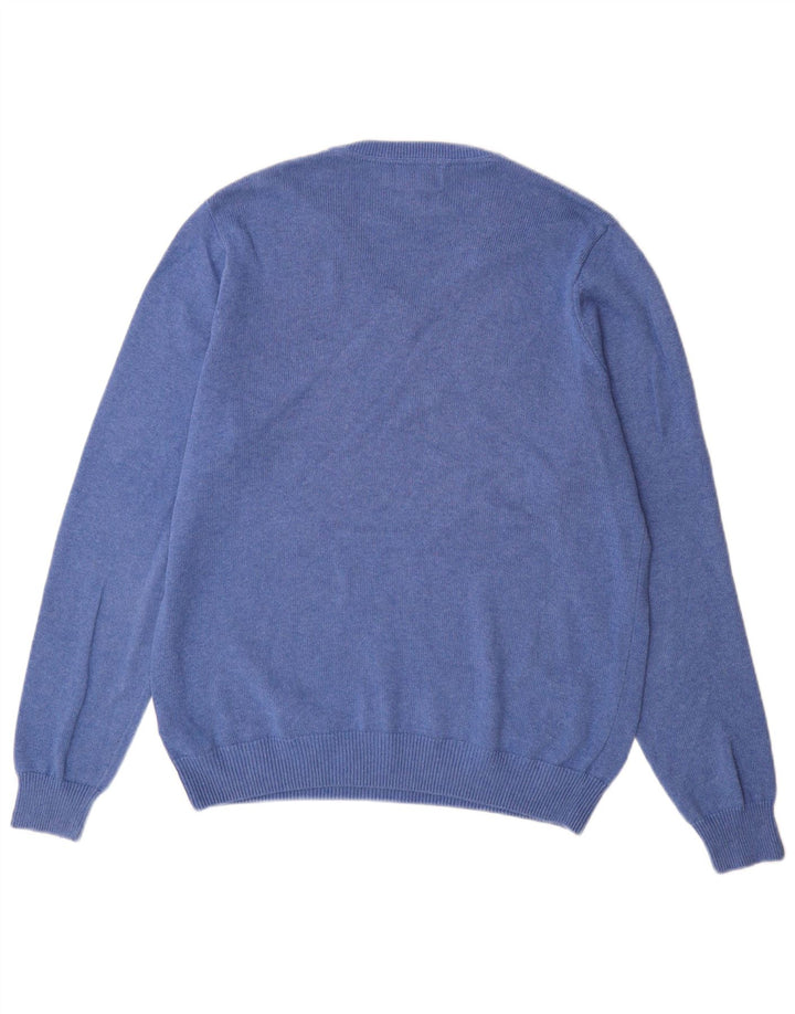 Maglione da uomo con scollo a V Marks & Spencer in cotone blu medio