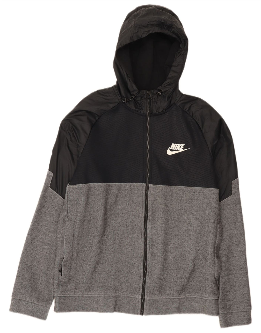 Felpa con cappuccio e zip Nike da uomo in cotone color block grigio medio