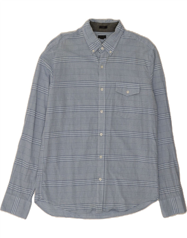 J. CREW Mens Slim Shirt Large Blue Striped Cotton Vintage J. Crew and Second-Hand J. Crew from Messina Hembry 