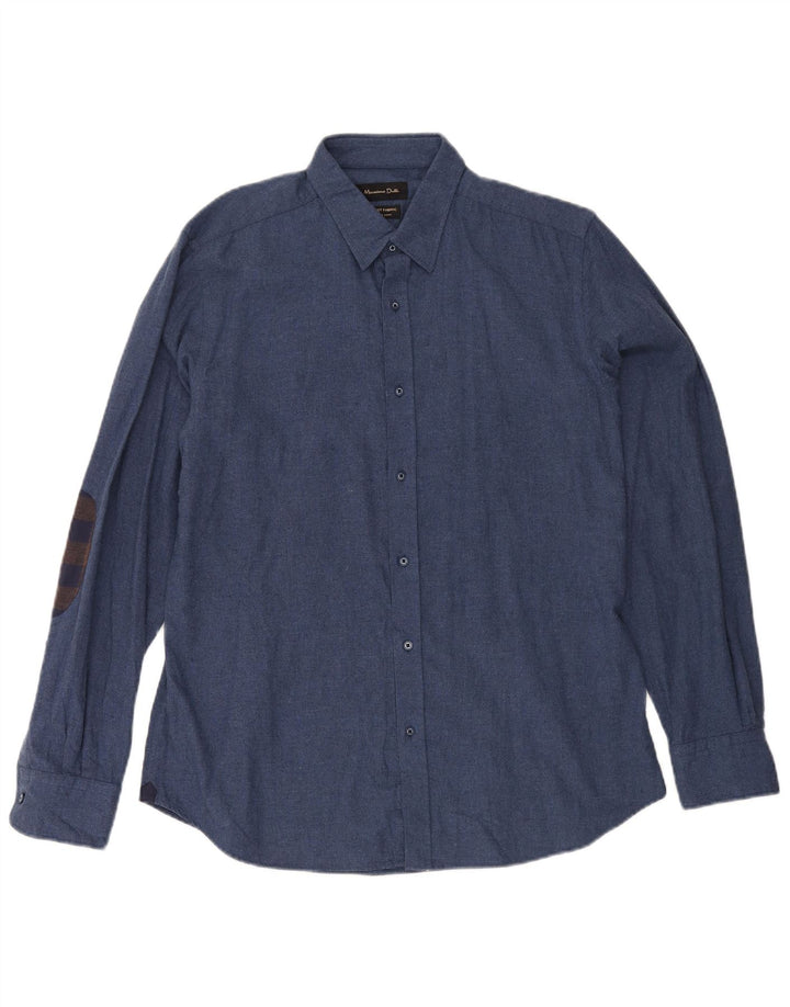 Camicia da uomo Massimo Dutti Large in cotone blu navy
