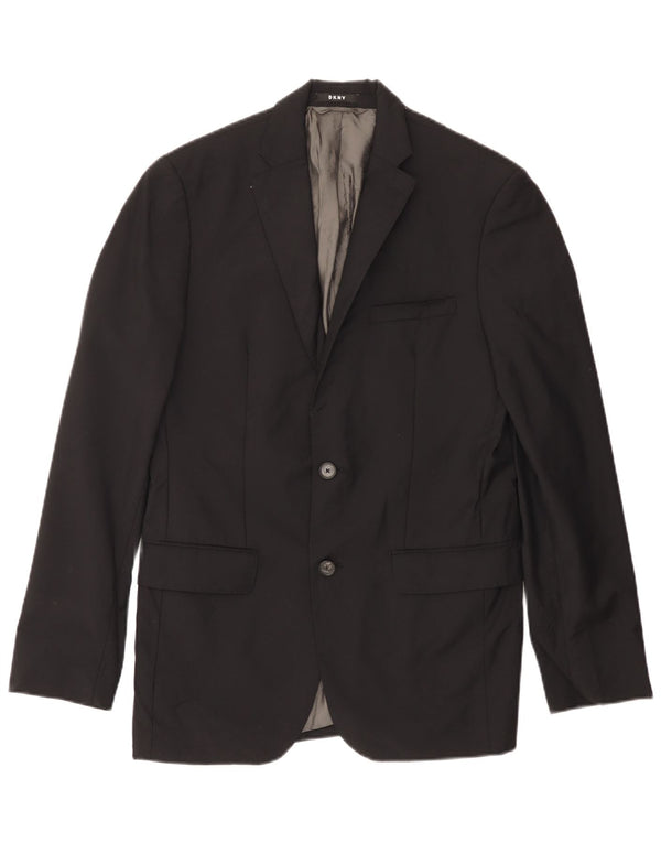 Giacca blazer da uomo a 2 bottoni Dkny UK 38 lana nera media