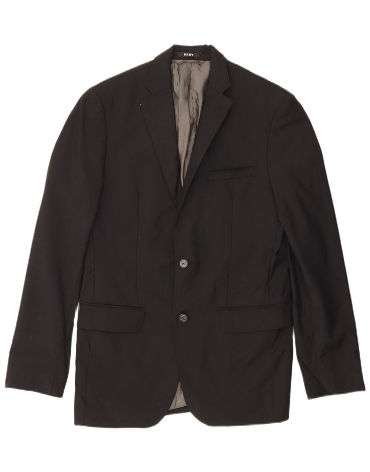 Giacca blazer da uomo a 2 bottoni Dkny UK 38 lana nera media