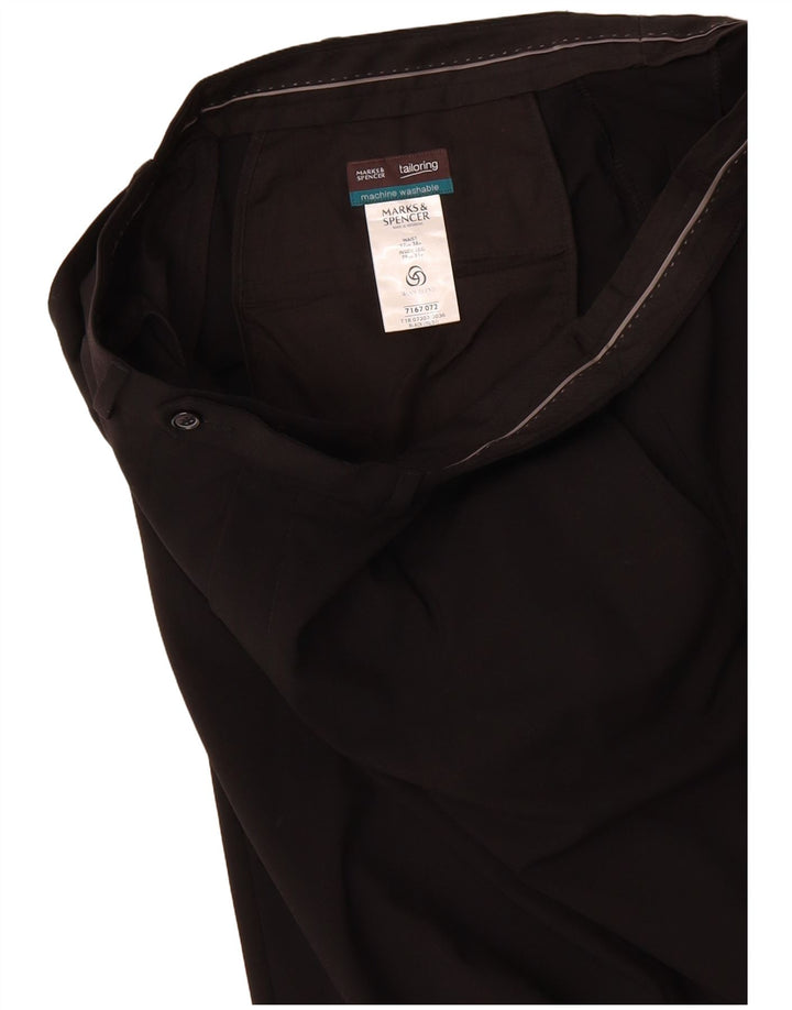MARKS & SPENCER Mens Straight Suit Trousers W38 L31 Black Wool