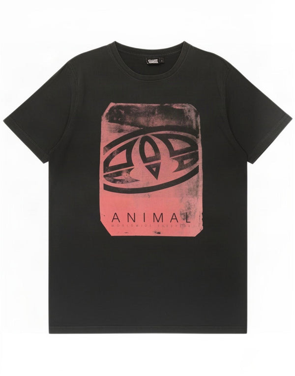 T-shirt grafica da uomo con animali Top grande in cotone nero