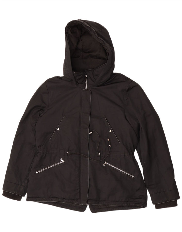 Giacca a vento con cappuccio da donna Zara UK 18 XL poliestere nero