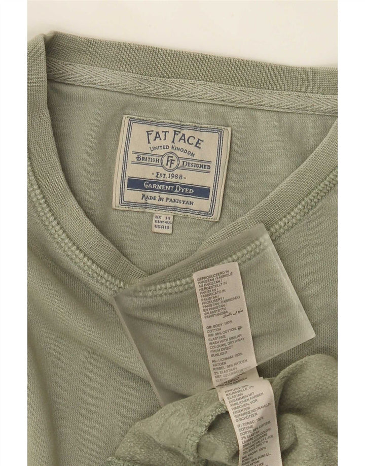 Felpa da donna Fat Face Maglione UK 14 Grande cotone kaki
