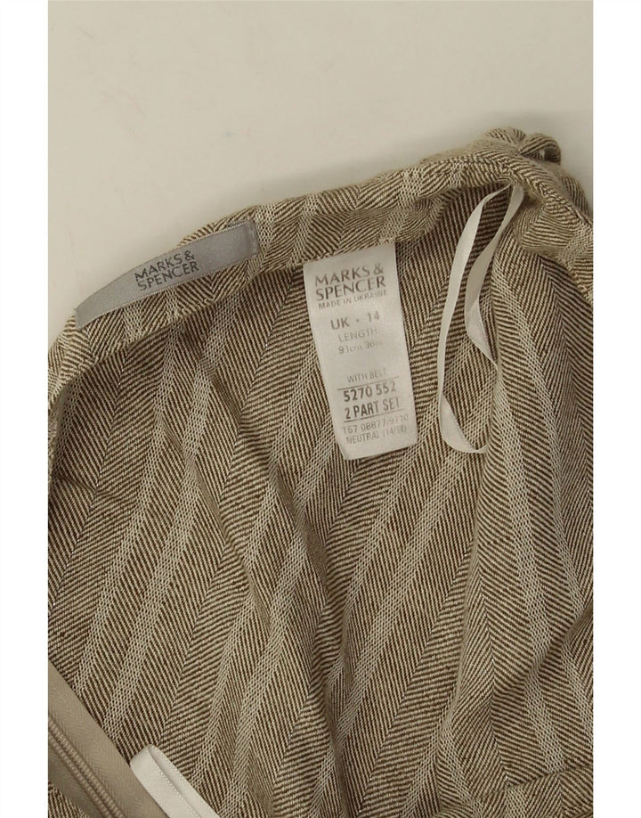 Gonna lunga da donna Marks & Spencer UK 14 Large W32 Cotone a spina di pesce grigio