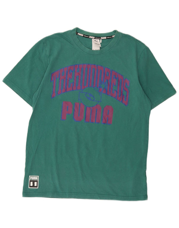 T-shirt grafica da uomo Puma Top in cotone verde medio