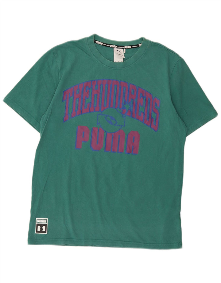 T-shirt grafica da uomo Puma Top in cotone verde medio
