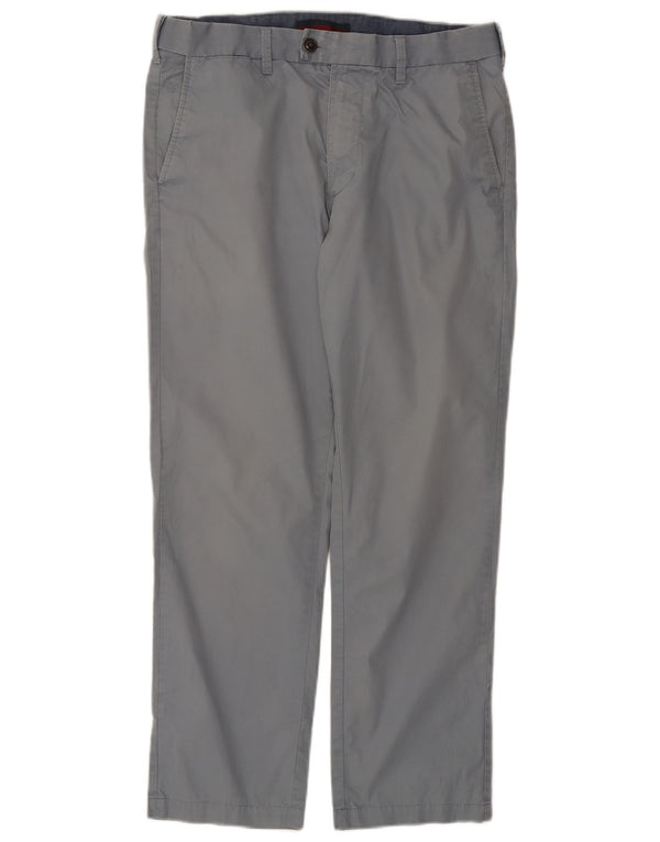 Marks & Spencer Mens Straight Chino Trousers W34 L29 Blue Cotton