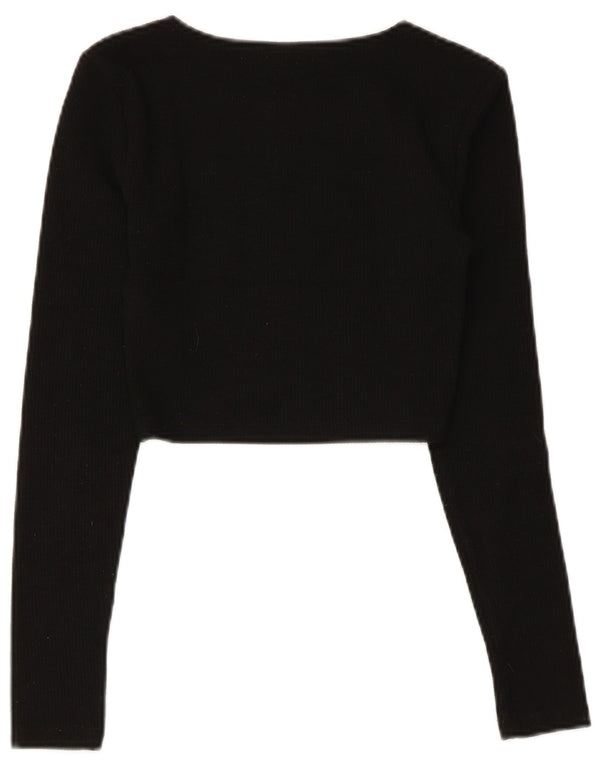 Top corto da donna Zara a maniche lunghe UK 8 piccolo poliestere nero