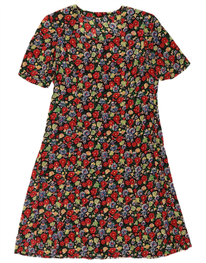 Abito vintage da donna a trapezio UK 14 medio floreale multicolore